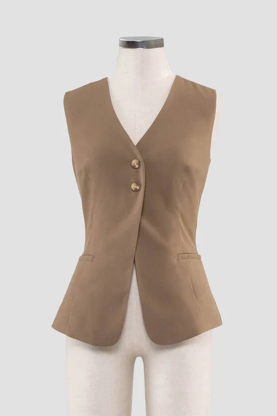 Button Front Longline Vest