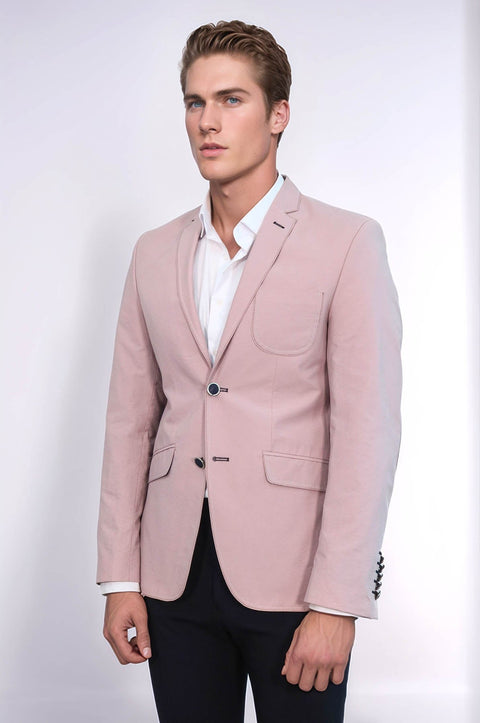 Patched Light Pink Blazer - Wessi