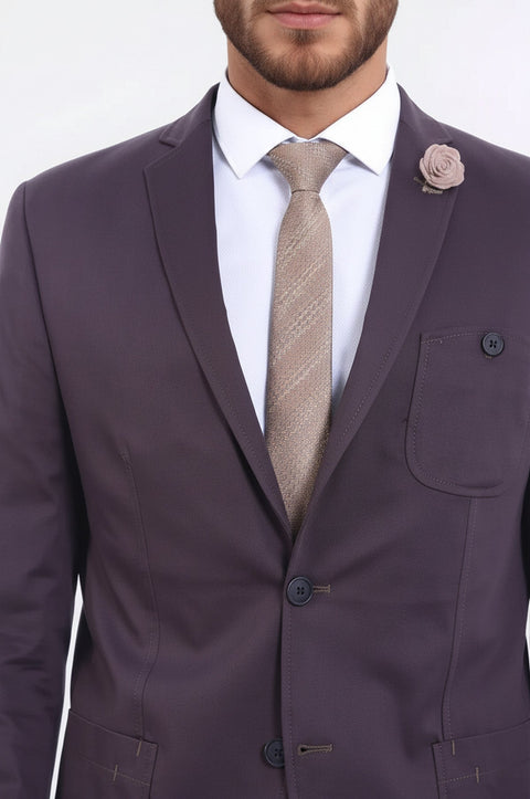 Double Buttons Mono Lapel Bag Pocket Brown Jacket-Wessi
