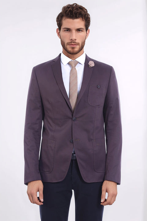 Double Buttons Mono Lapel Bag Pocket Brown Jacket-Wessi