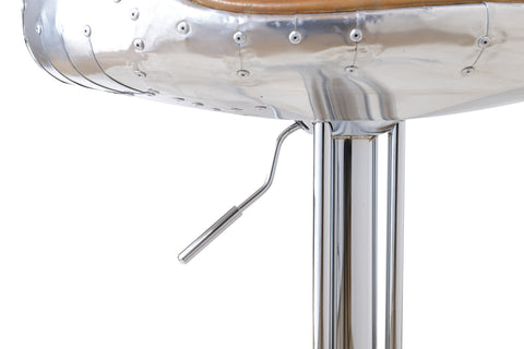 Aviator Adjustable Height Bar Stool - Light Brown Leather