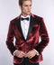 Velvet Slim Fit Burgundy Men Tuxedo Jacket - Wessi