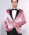 Slim Fit Peak Lapel Velvet Pink Men Tuxedo Jacket - Wessi