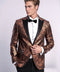 Patterned Slim Fit Brown Men Stage Tuxedo Blazer - Wessi