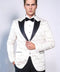 Patterned Slim Fit White Men Dinner Jacket - Wessi