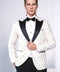 Floral Patterned Peak Lapel White Men Wedding Tuxedo Blazer - Wessi