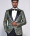 Paisley Peak Lapel Green Men Stage Tuxedo Jacket - Wessi