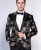 Black Patterned Over Black Men Prom Blazer - Wessi