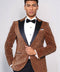 Leopard Pattern Slim Fit Peak Lapel Yellow Men Tuxedo Party Blazer