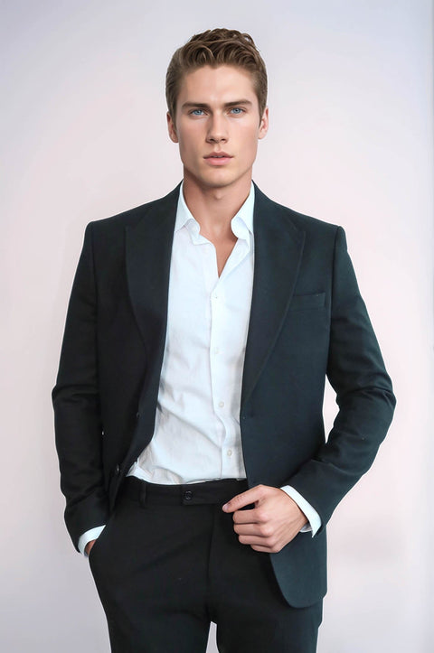 Plain Slim Fit Sport Black Men Blazer - Wessi