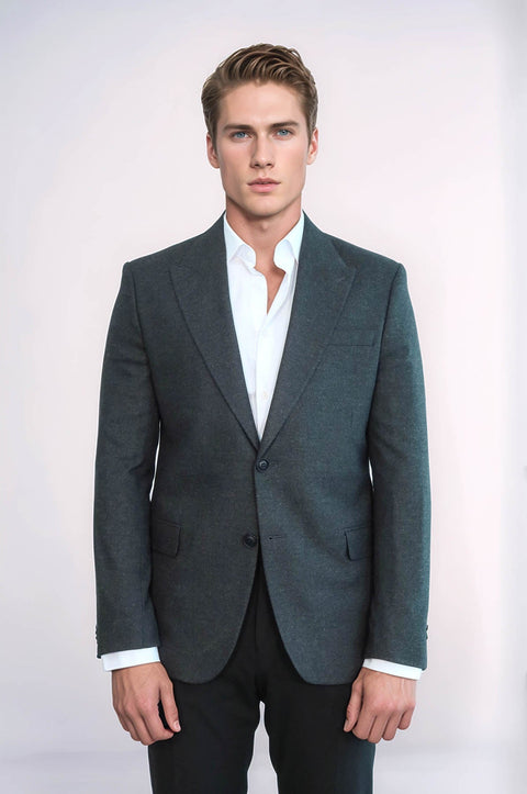 Plain Slim Fit Sport Anthracite Men Blazer - Wessi