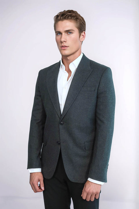 Plain Slim Fit Sport Anthracite Men Blazer - Wessi