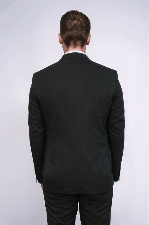 Textured Slim Fit Notch Lapel Black Men Blazer - Wessi
