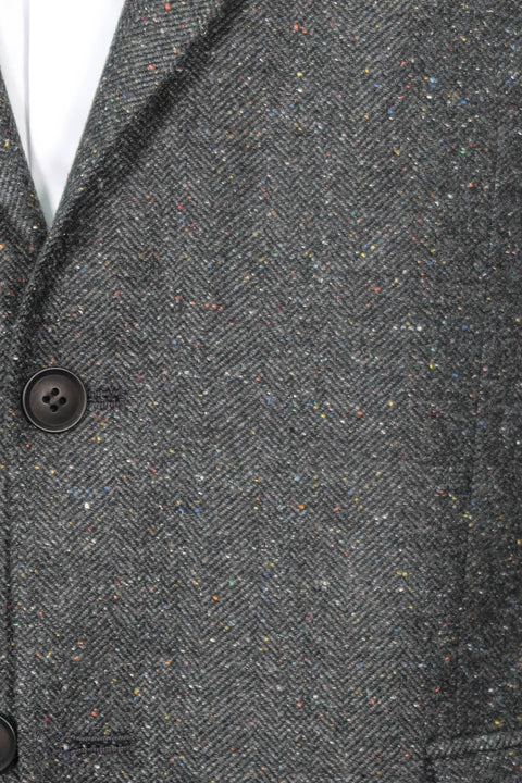Houndstooth Pattern Wool Anthracite Men Blazer - Wessi