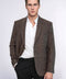 Houndstooth Pattern Wool Brown Men Blazer - Wessi