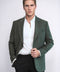 Houndstooth Pattern Wool Green Men Blazer - Wessi