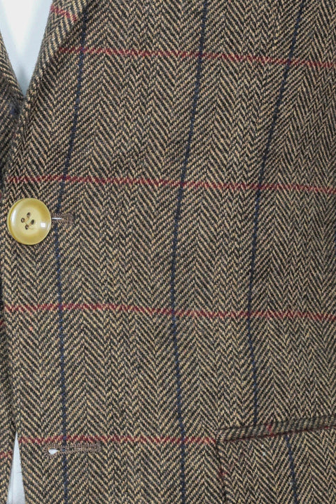 Checked Brown Slim-Fit Men's Blazer - Wessi