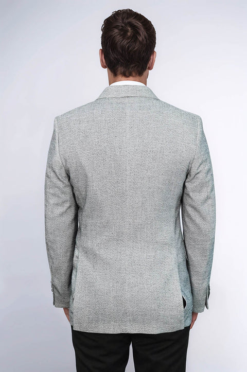 Patterned Slim Fit Grey Men Blazer - Wessi