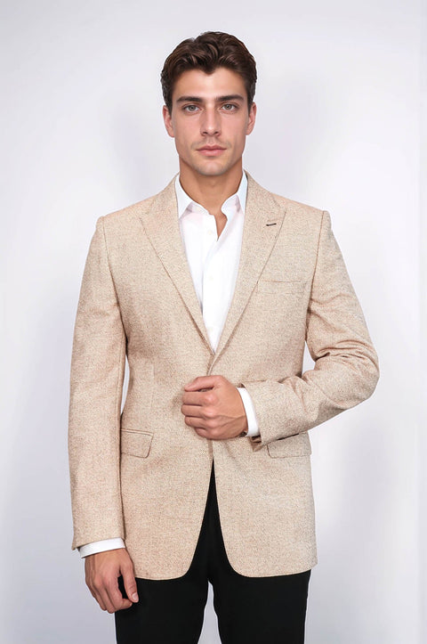 Patterned Slim-Fit Yellow Blazer - Wessi