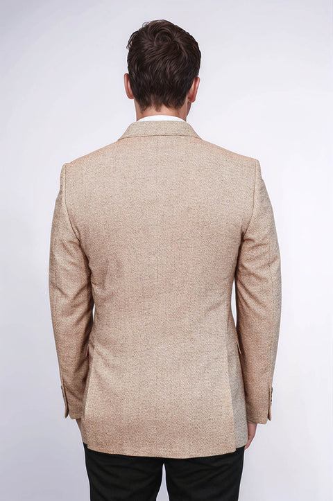 Patterned Slim-Fit Yellow Blazer - Wessi