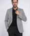 Black Herringbone Pattern Gold Metal Button Slim Fit Men's Blazer Jacket - Wessi