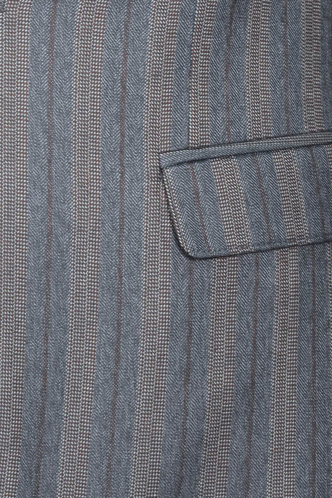 Striped Slim Fit Men Grey Blazer - Wessi
