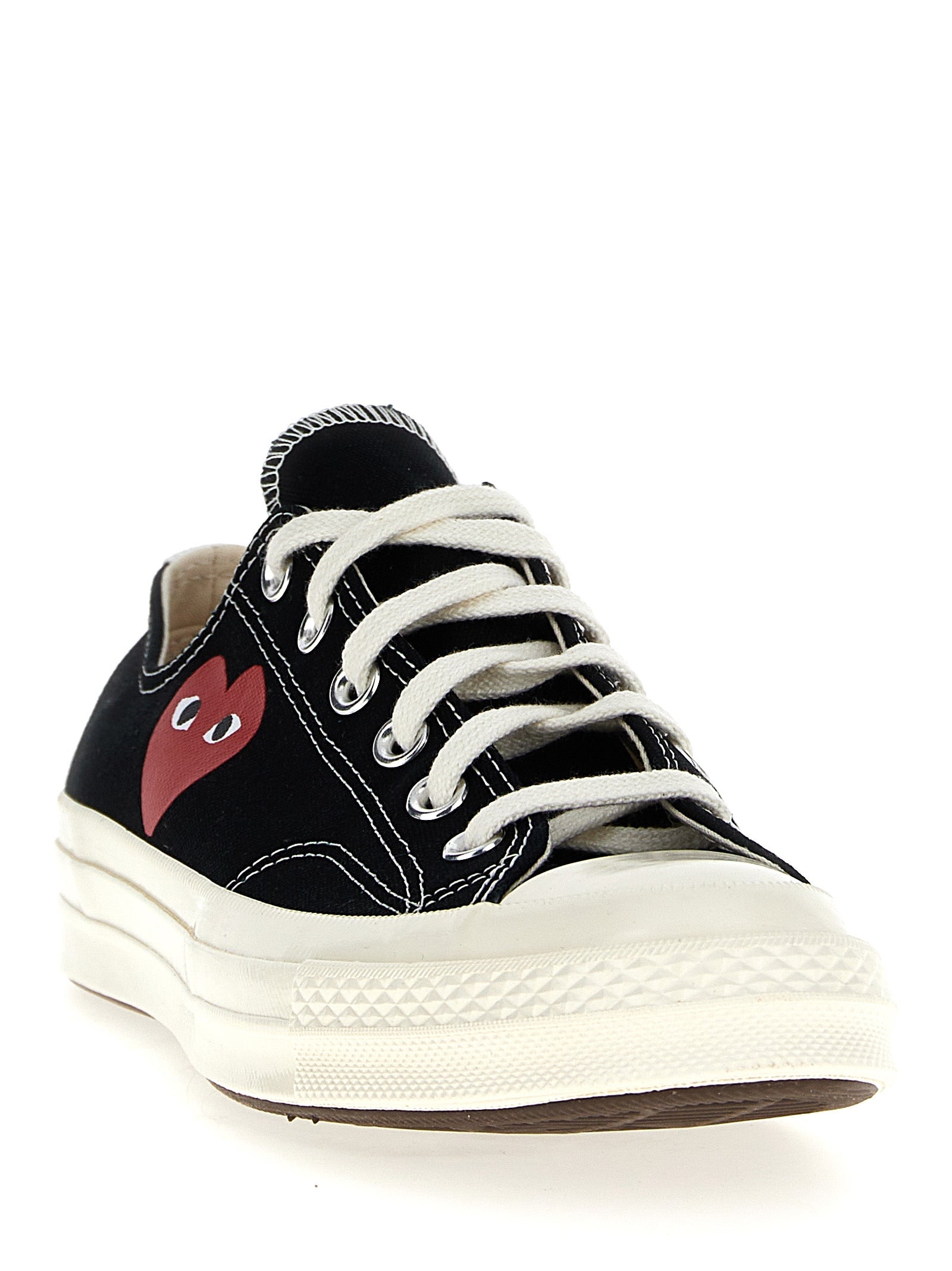 Canvas Sneakers with Heart Print Rubber Sole