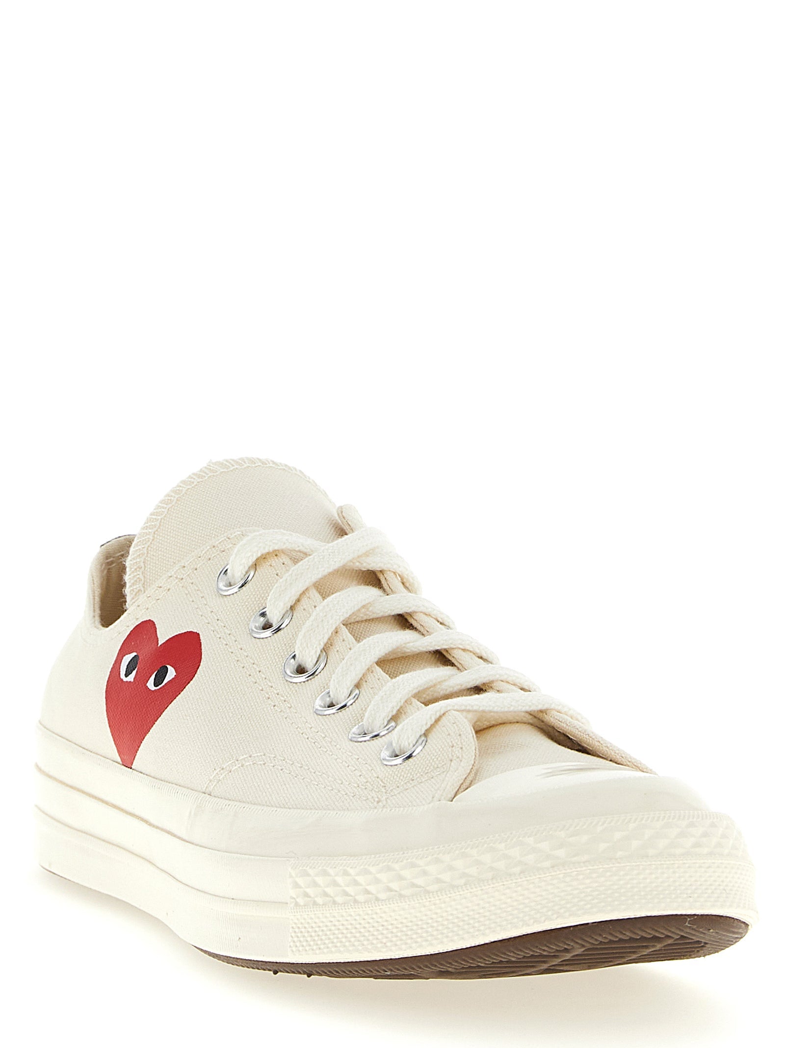 Canvas Sneakers with Heart Print Rubber Sole for Everyday Comfort
