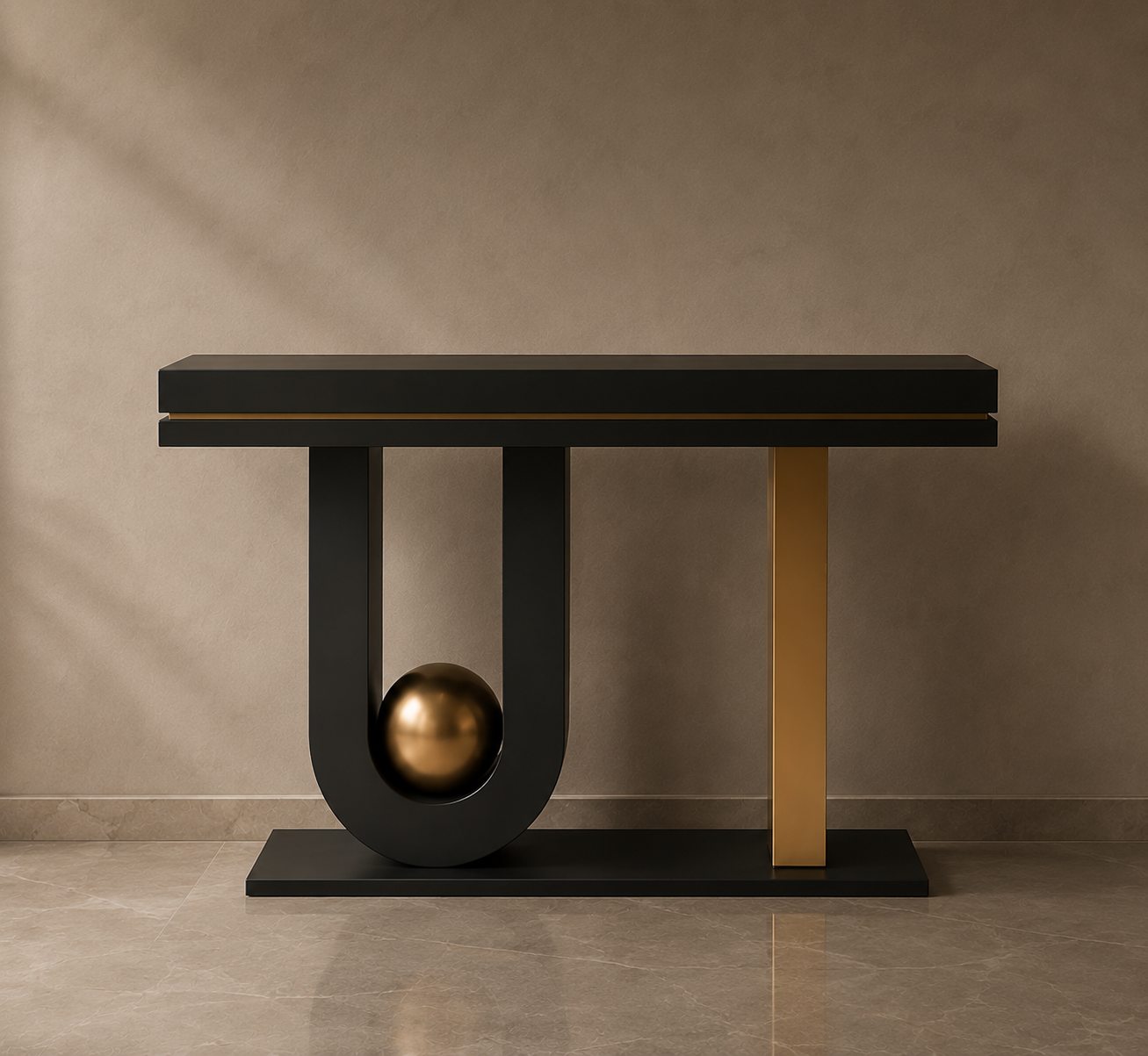 Sleek Black and Gold Console Table