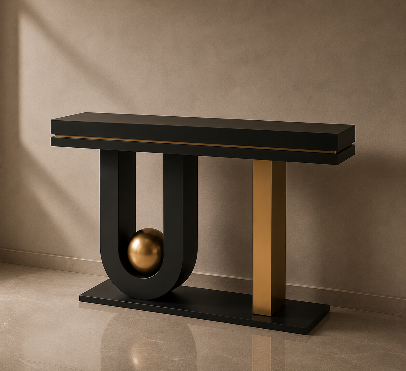 Sleek Black and Gold Console Table