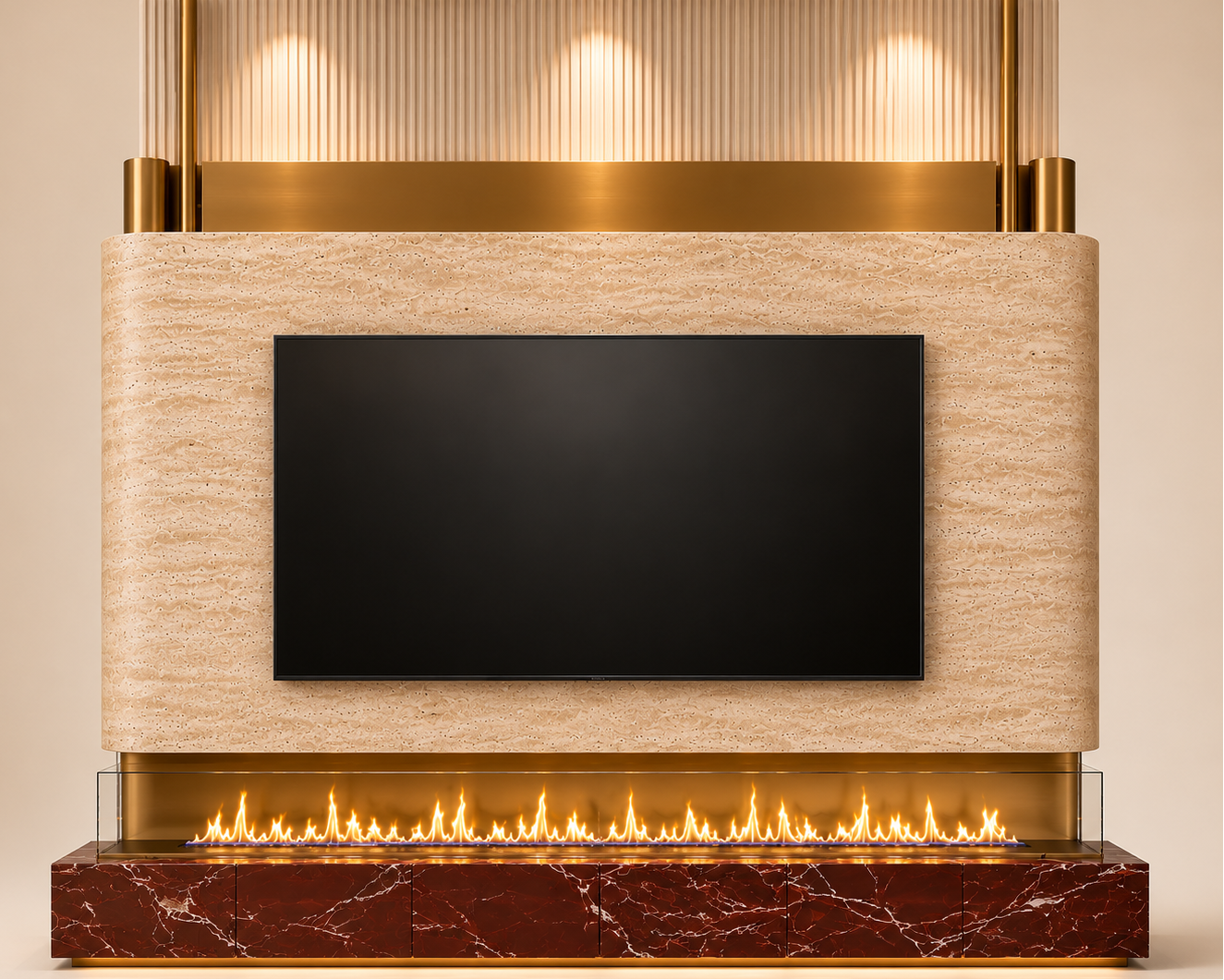 Luxe Entertainment Wall with Fireplace
