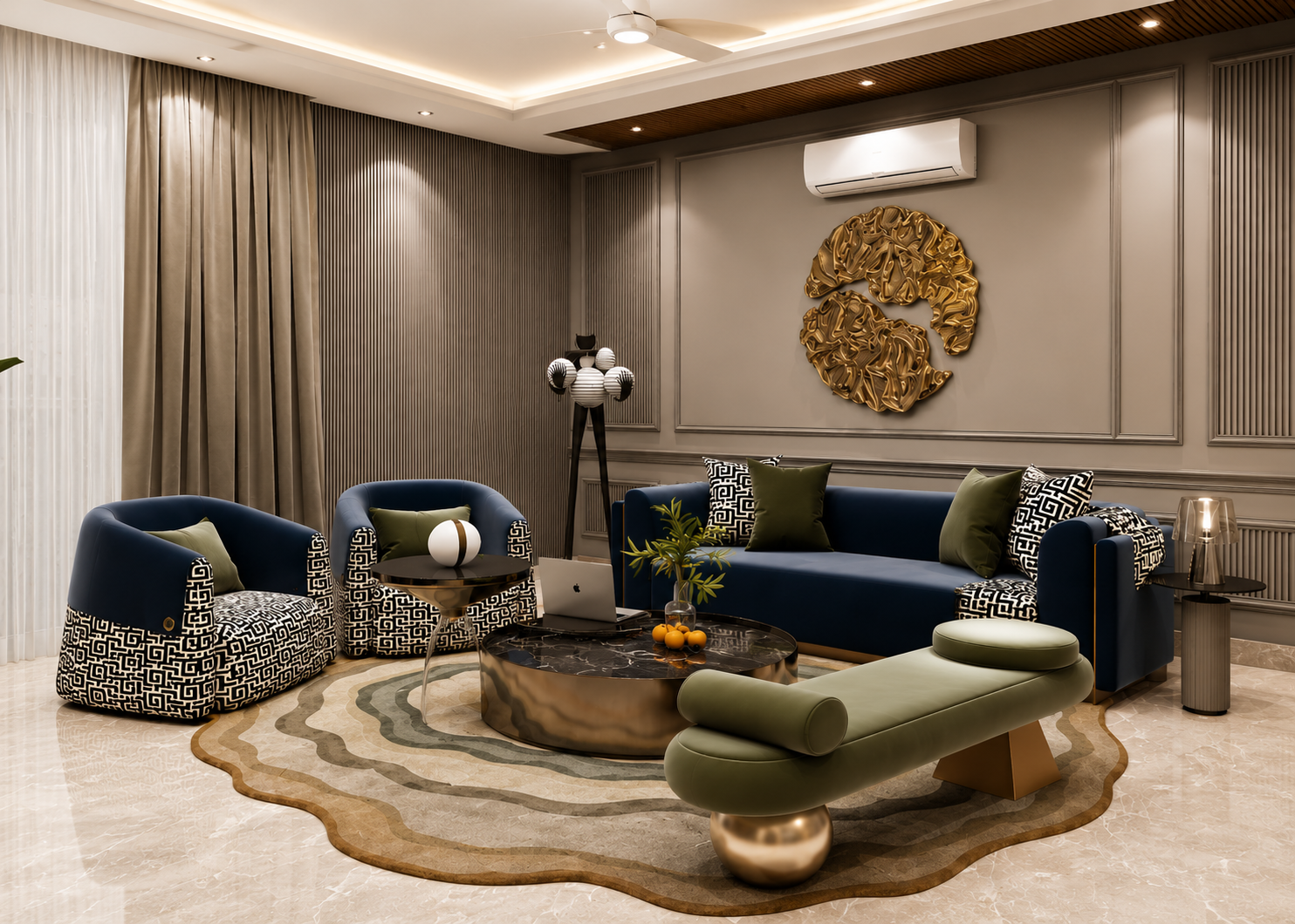 Aurelius 3-Piece Designer Living Room Set
