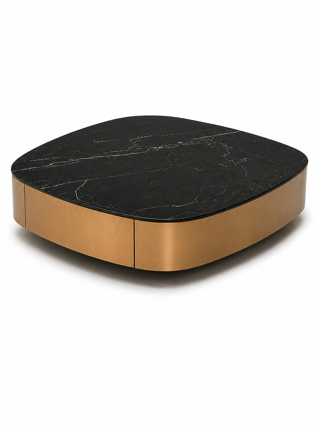 Curved Edge Luxe Marble Coffee Table with Storage
