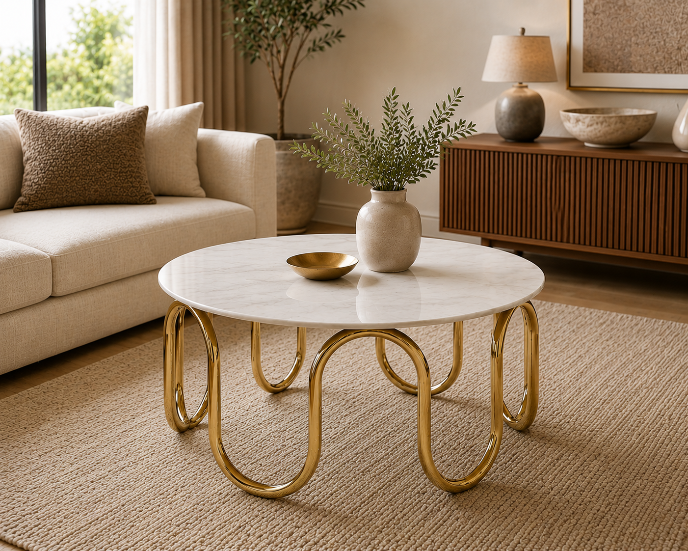 Aurelia Loop Marble & Steel Coffee Table