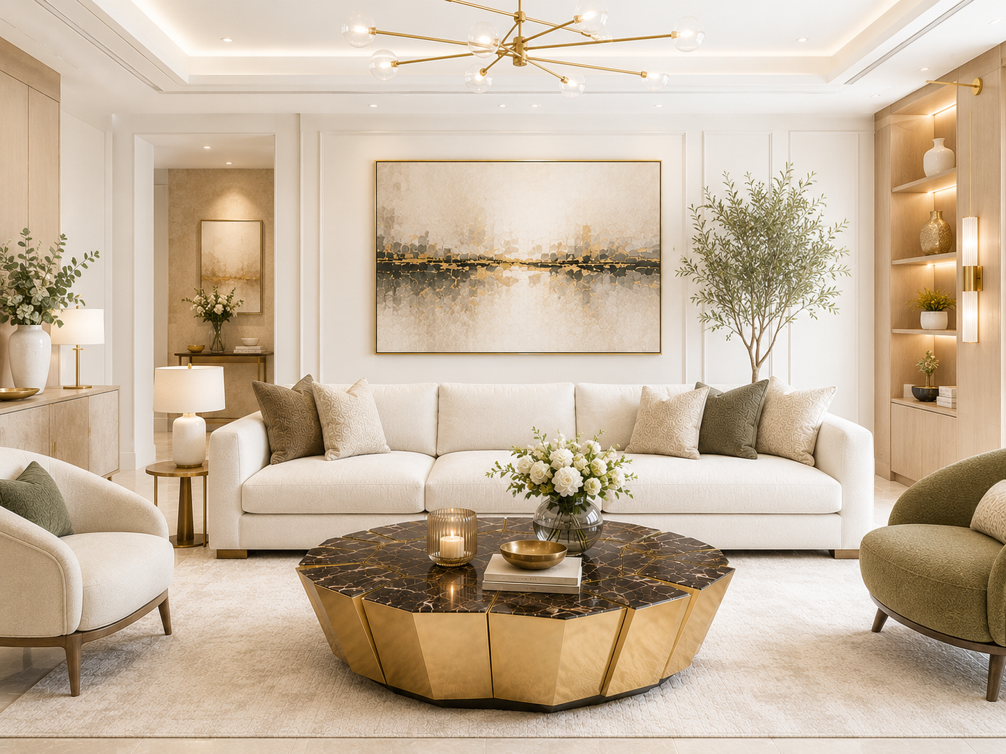 Obsidian Gold & Marble Coffee Table