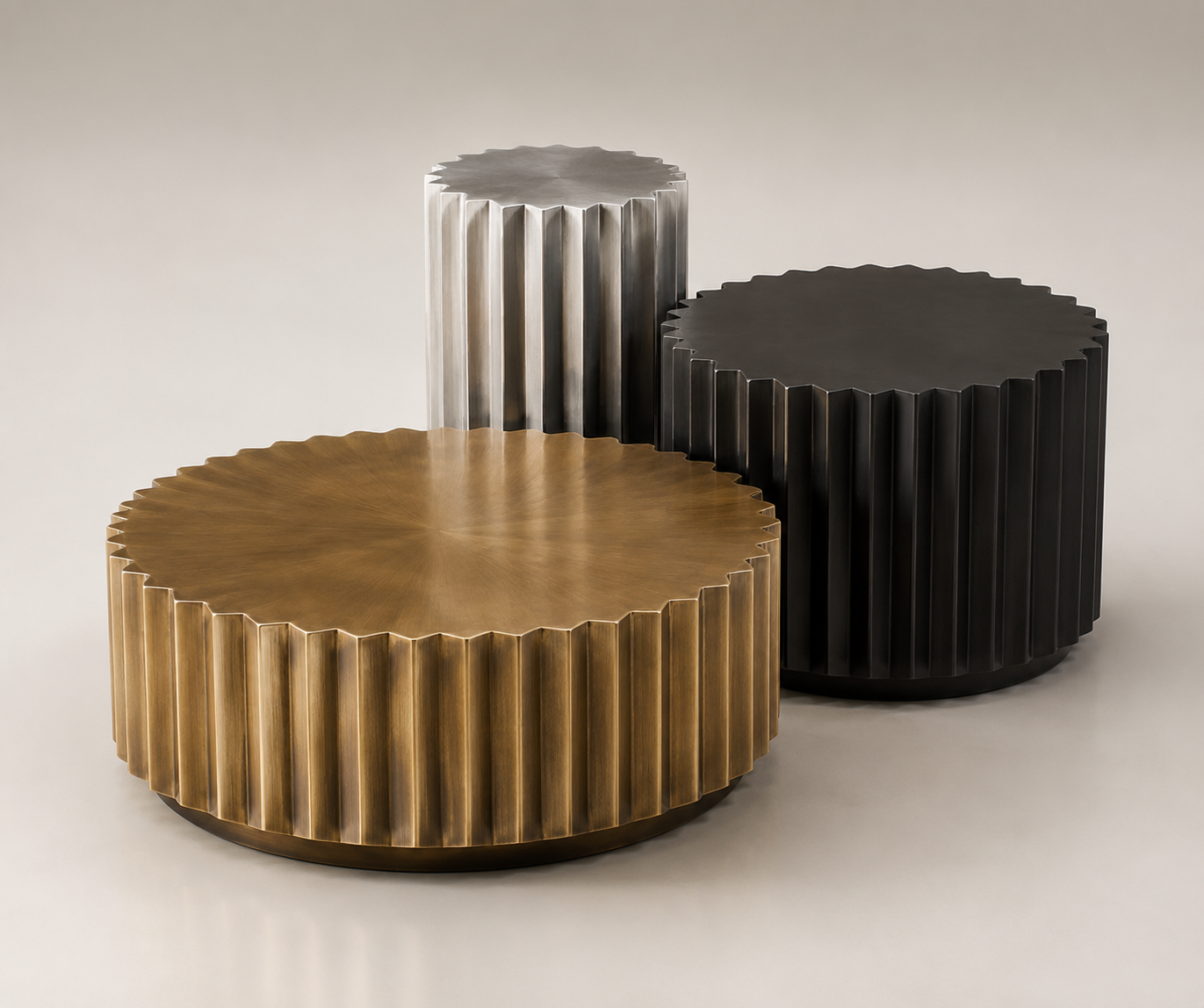 Trio Fluted Coffee Table Set