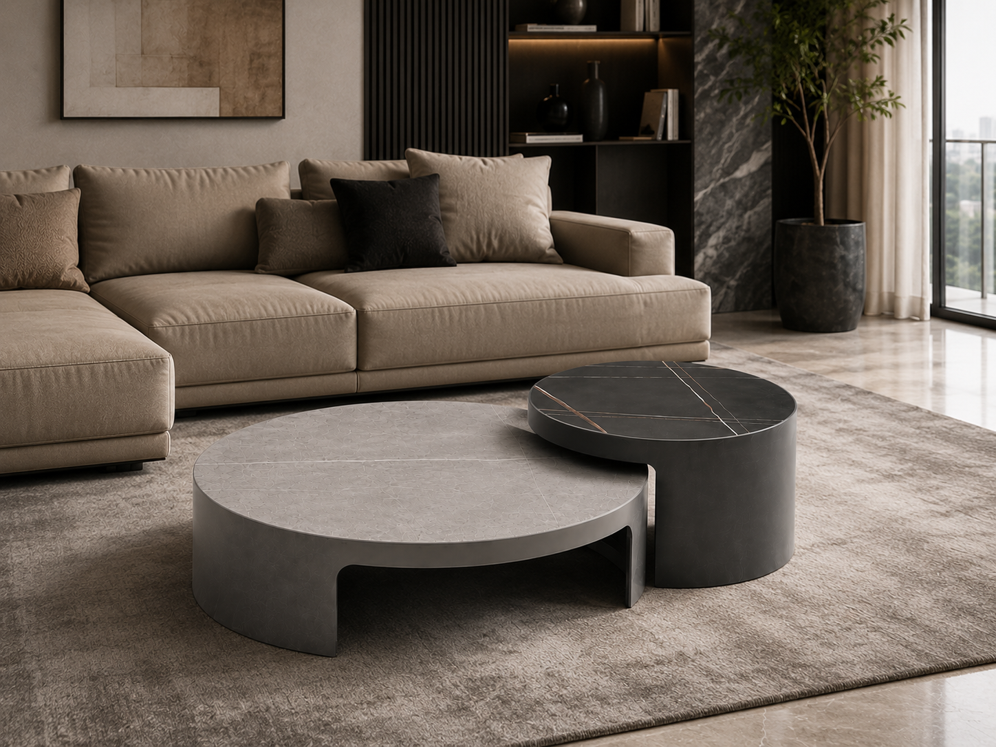 Duo Marble & Steel Nesting Coffee Table