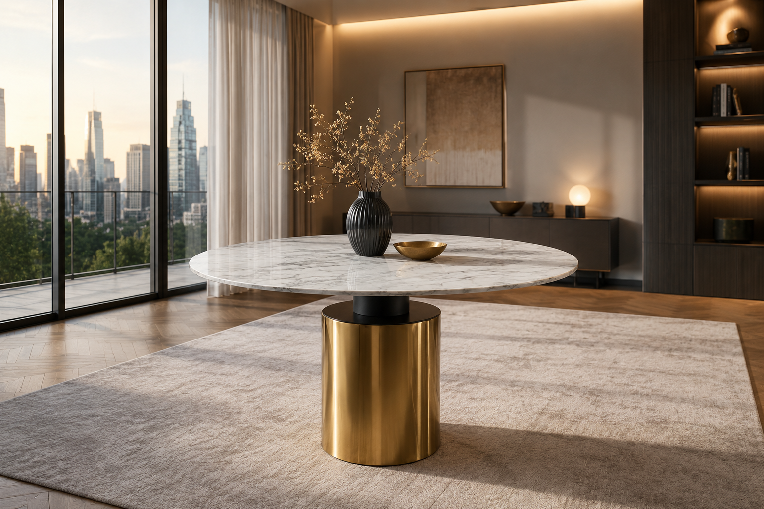 Elegant Marble & Steel Coffee Table