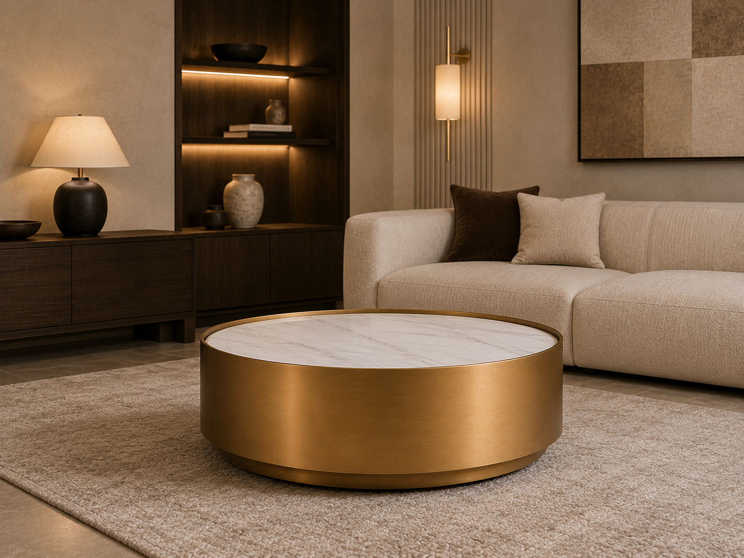 Luxe Gold Marble & Steel Coffee Table
