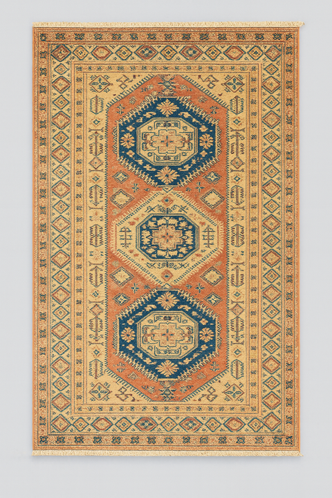 Hand-Knotted Vegetable Dye Kazak Rug from Pakistan, size 5' 9" x 7' 9"