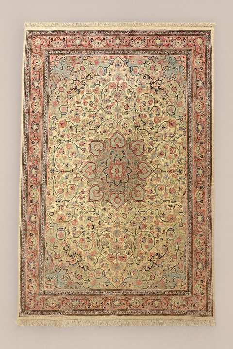 Hand-Knotted Pakistan Kashmiri Silk Wool Blend Rug, size 4' x 6' (y)