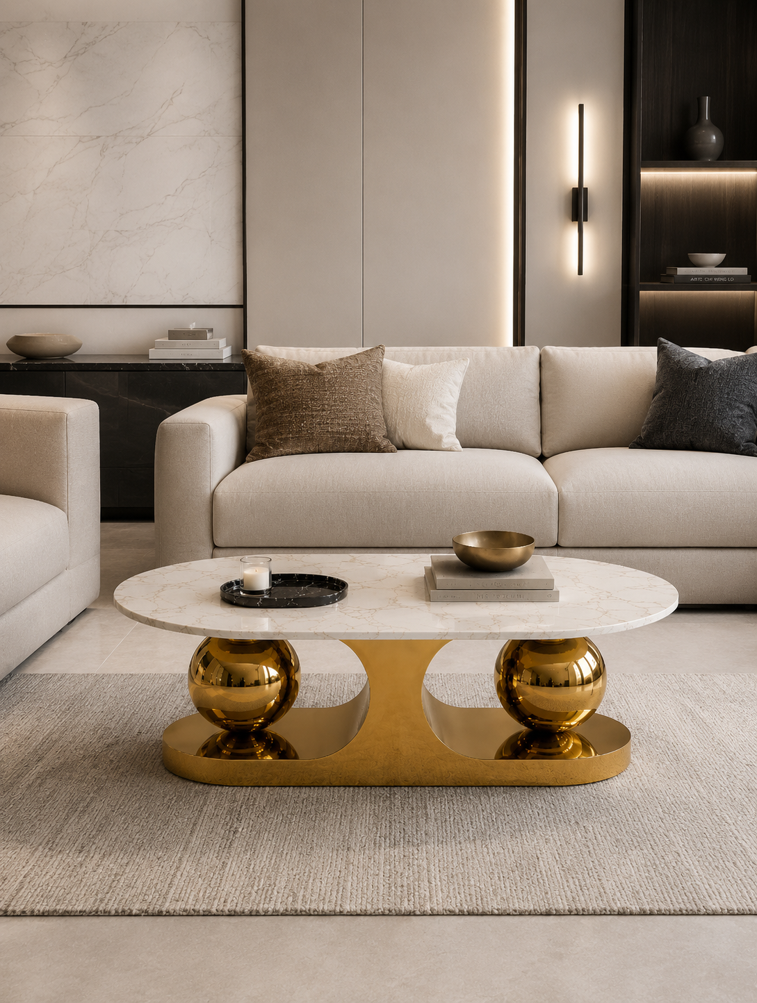 Orbital Marble & Steel Coffee Table