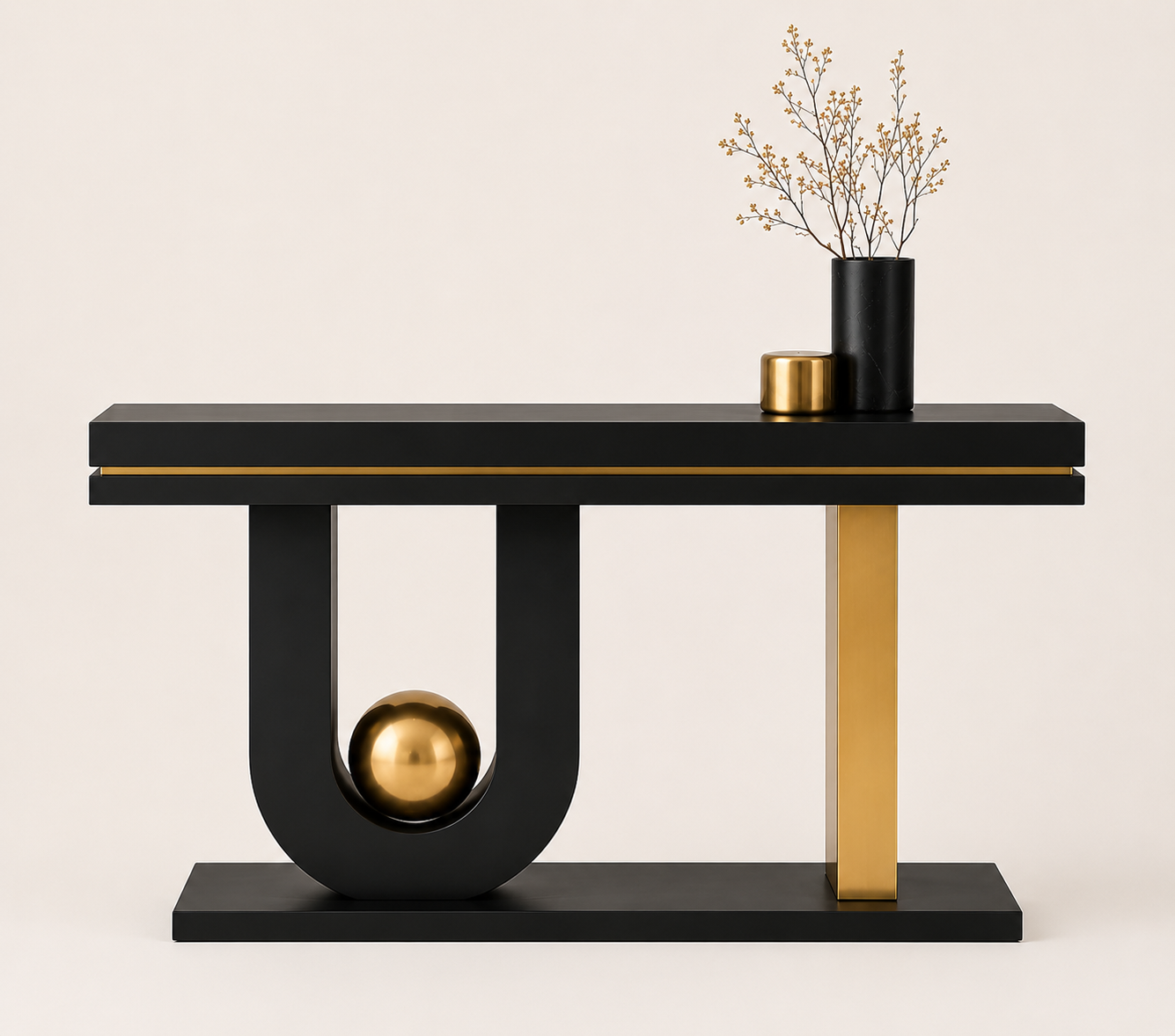 Sleek Black and Gold Console Table