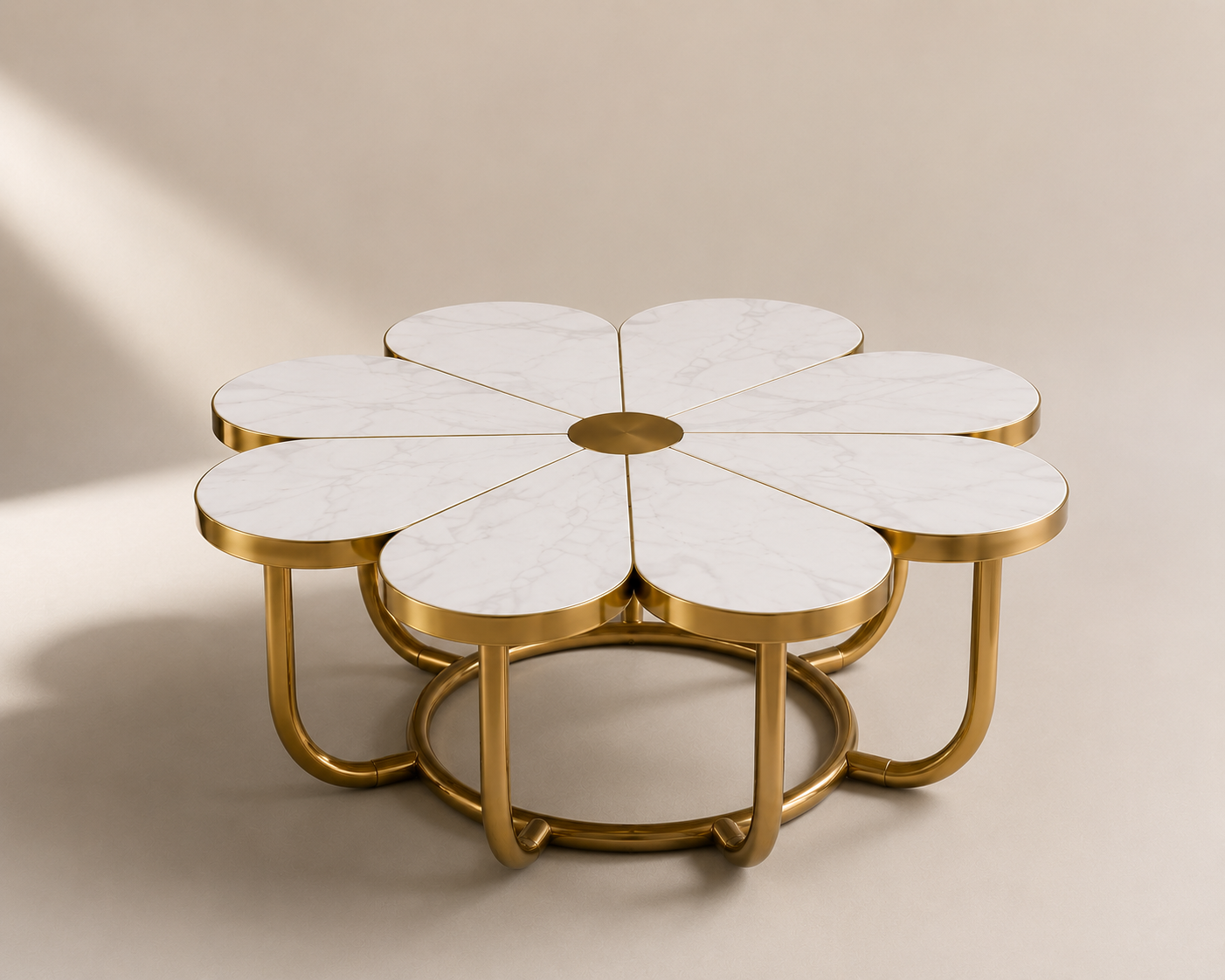 Golden Blossom Marble Coffee Table
