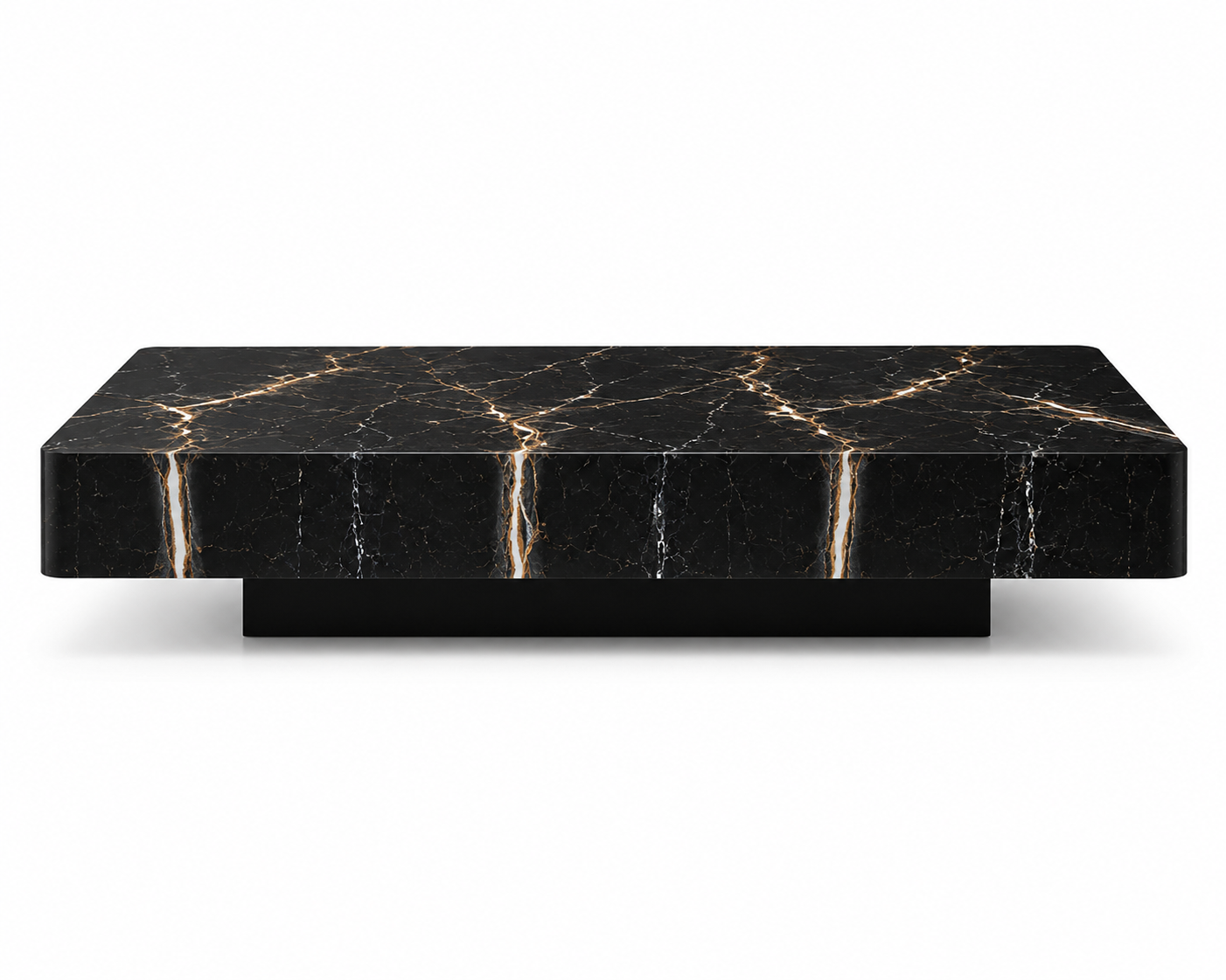 Glossy Black Gold Marble Coffee Table