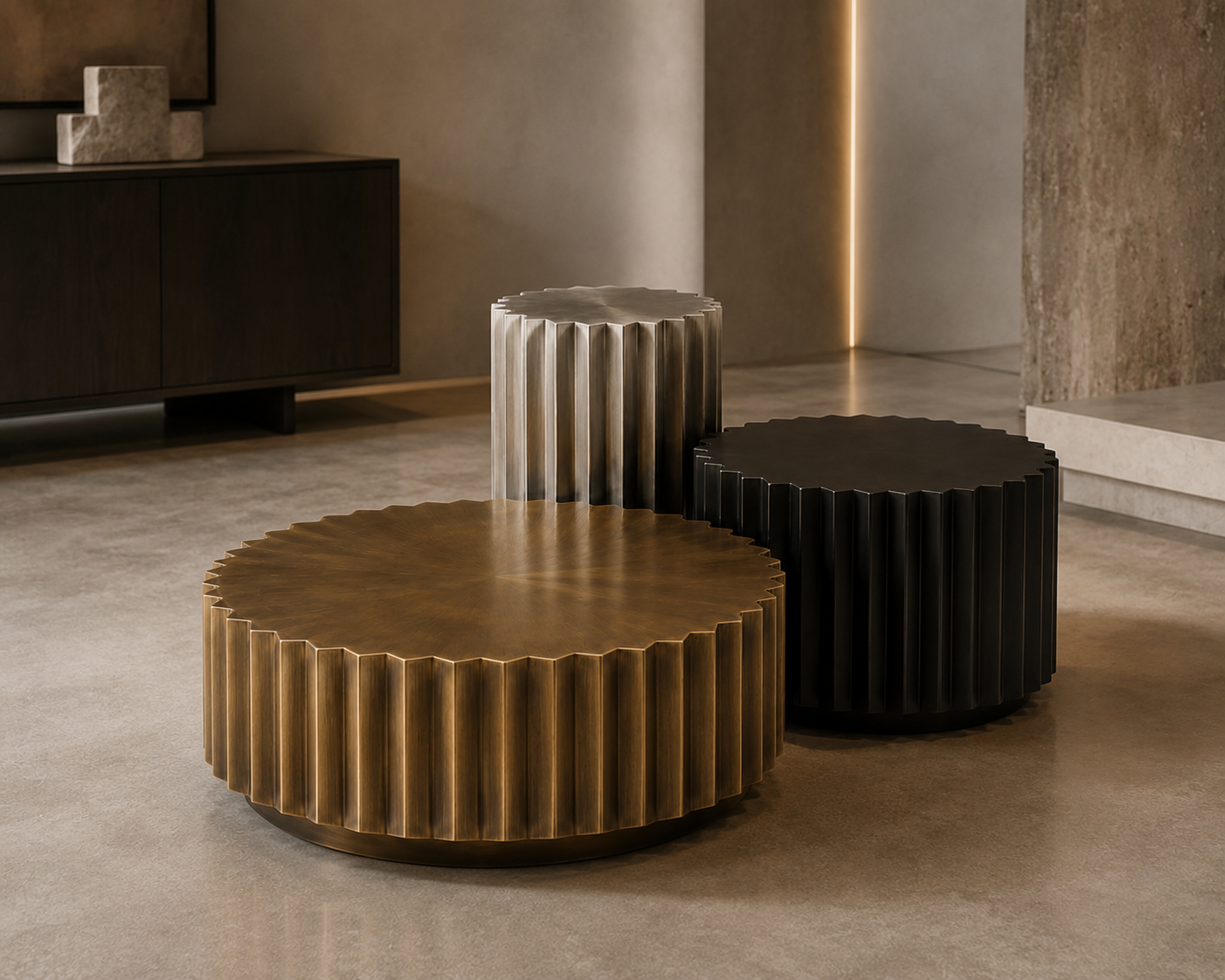 Trio Fluted Coffee Table Set