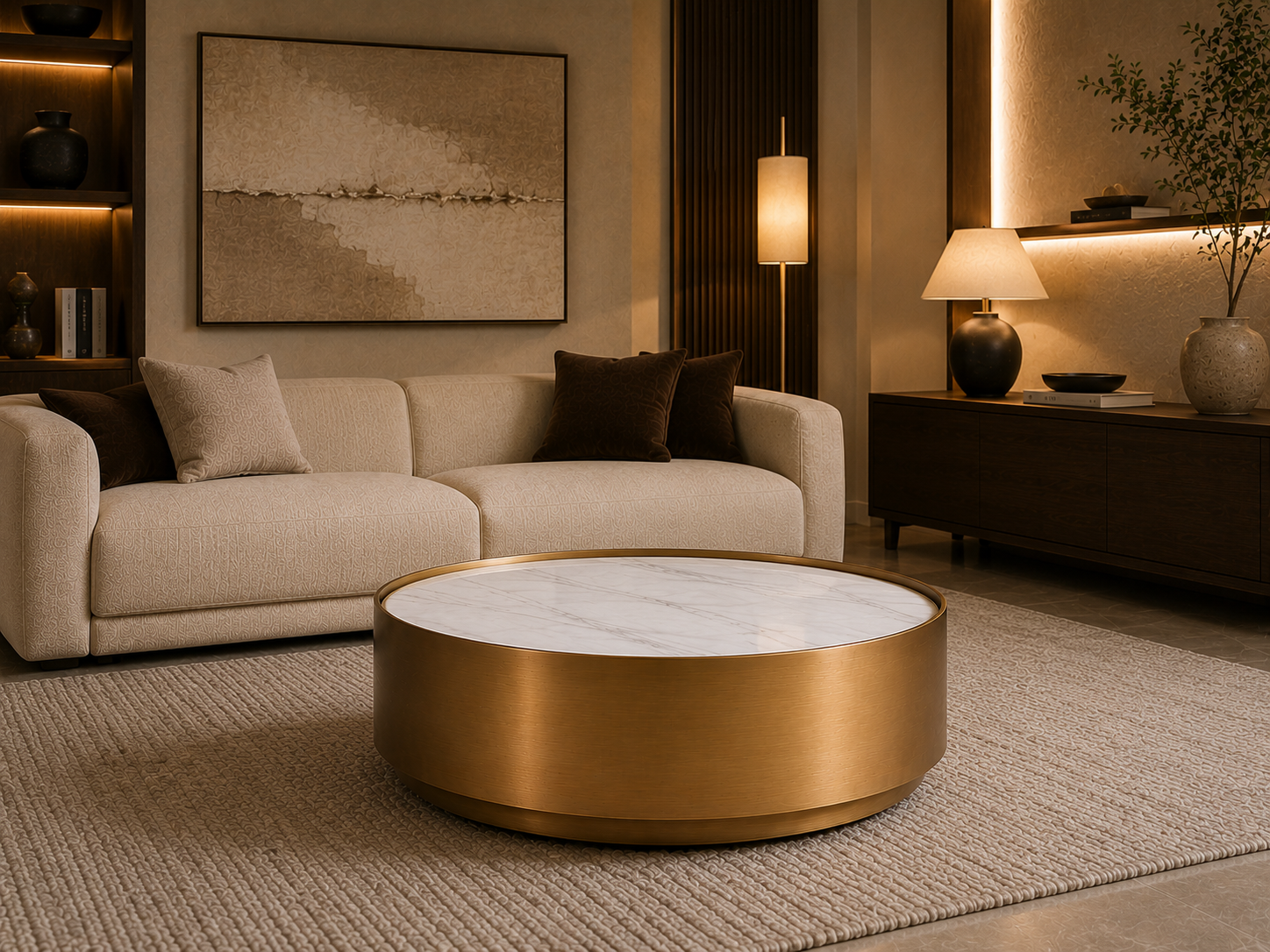 Luxe Gold Marble & Steel Coffee Table