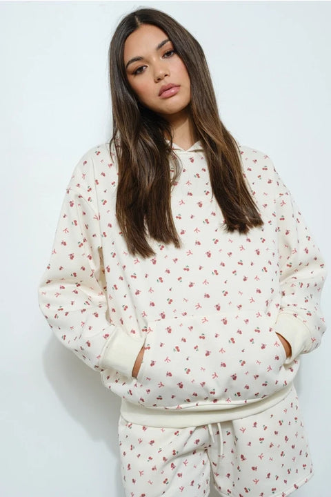Cherry Bow Print Hoodie