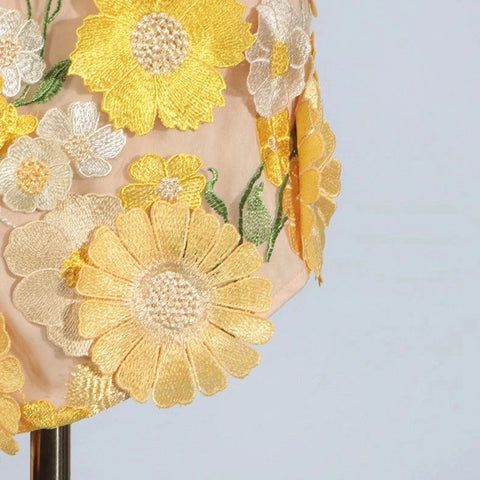 Chic 3D Floral Applique Tube Mini Dress Short Summer Style