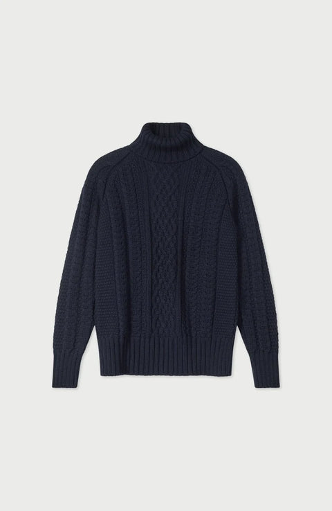 Chunky Merino Roll Neck Cable Jumper